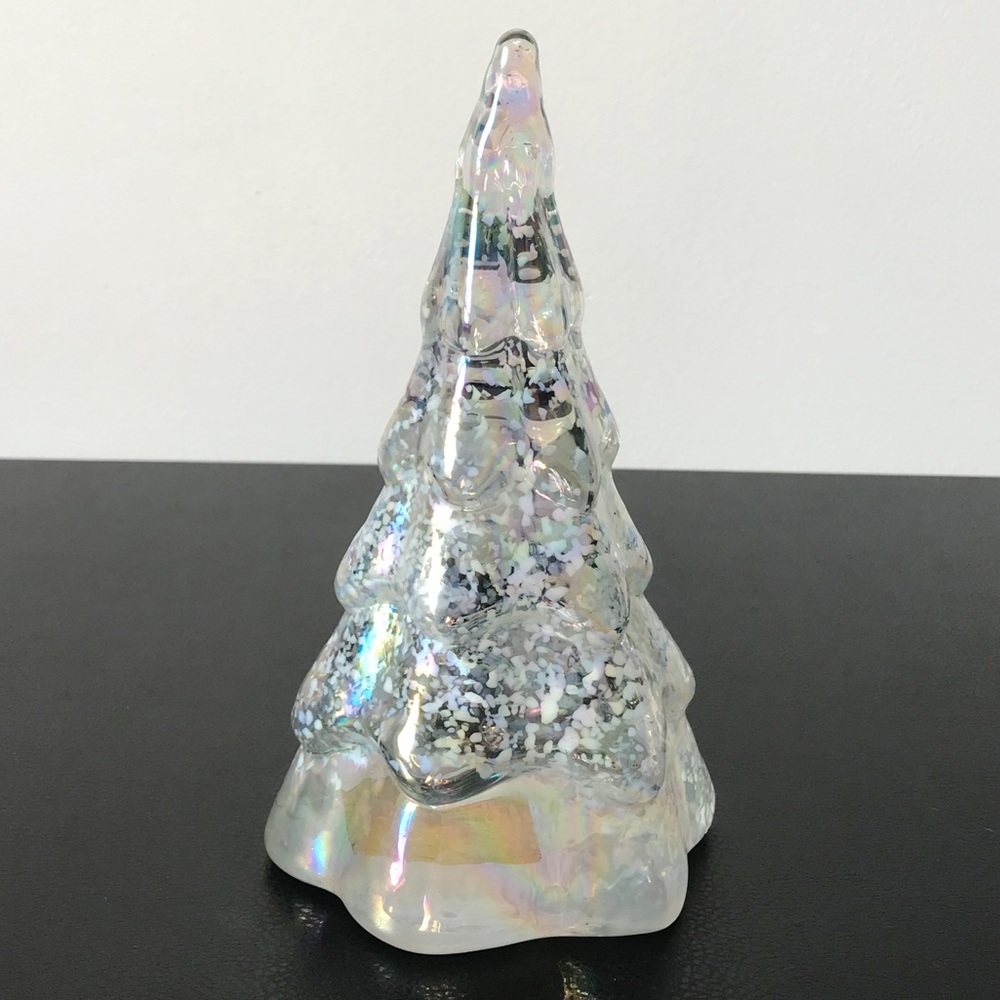 Vintage 7.5 Balos Hand Blown Art Glass AB Aura Iridescence Snow Christmas Tree - Picture 10 of 12